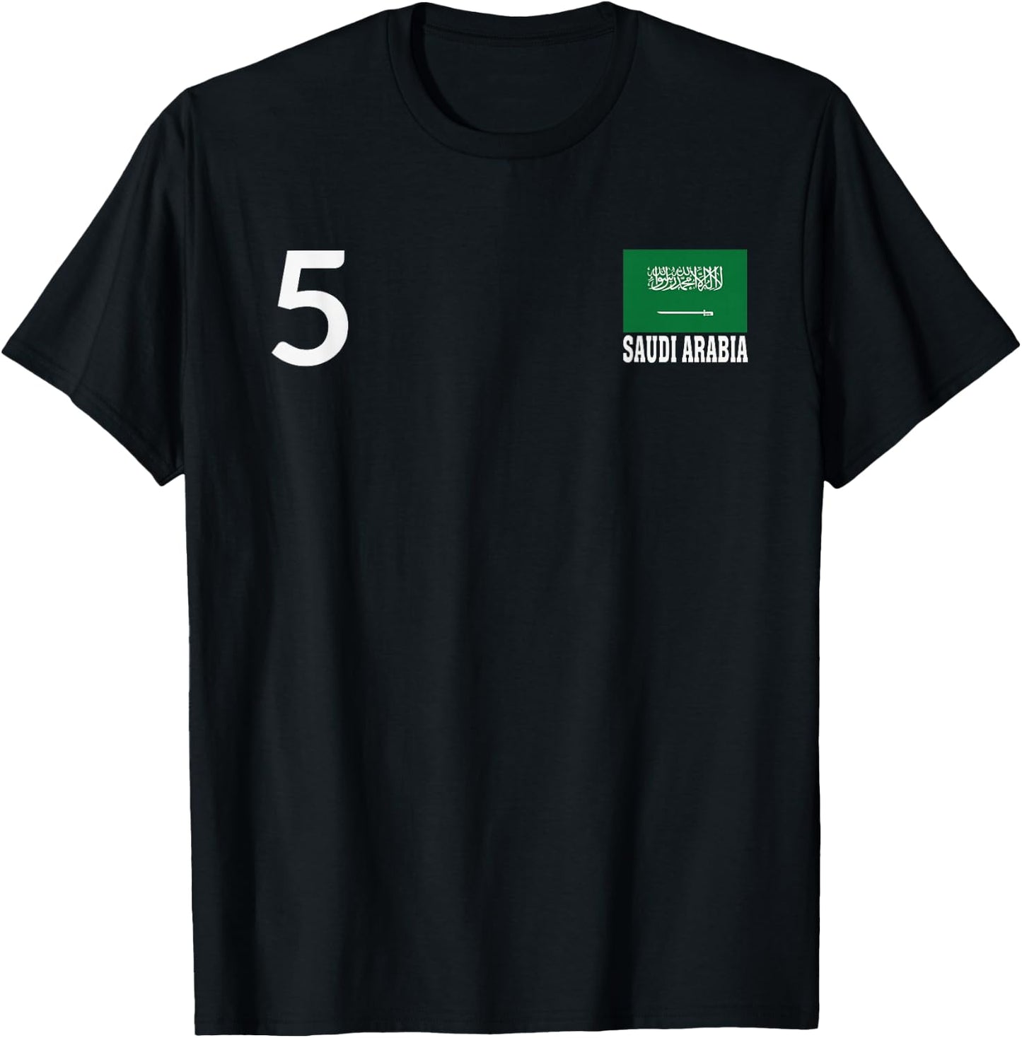 Saudi Arabia Number 5 National Flag Country T-Shirt - T-Shirt | Black