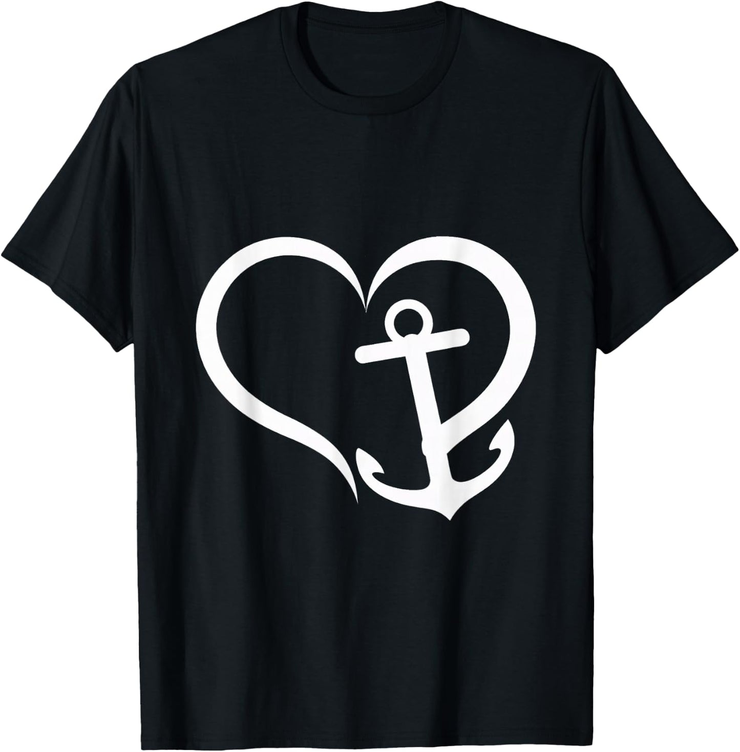 Heart Anchor Love Nautical Ocean Boating Sailing T-Shirt - T-Shirt | Black