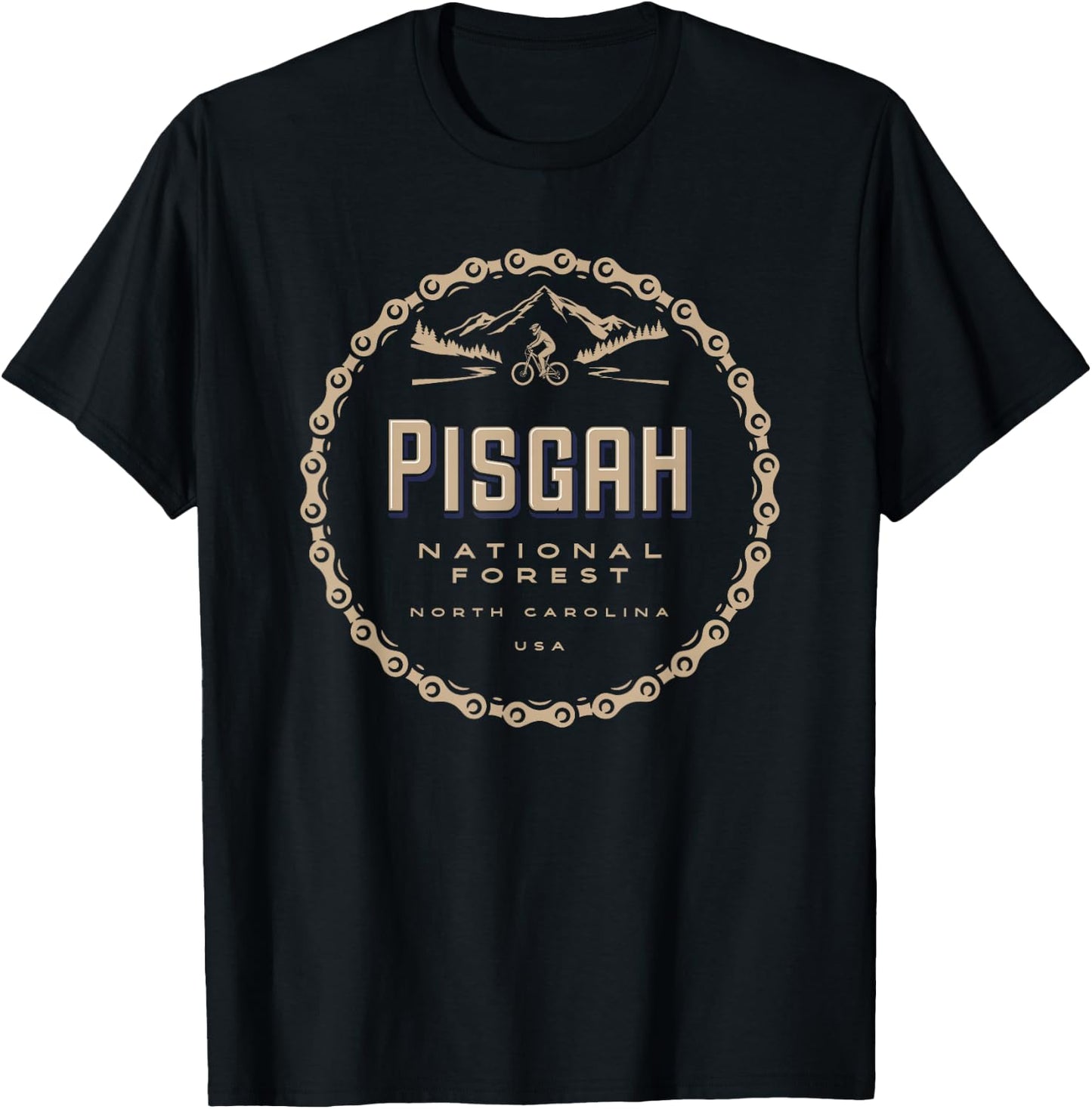 Pisgah National Forest North Carolina Mountain Bike Biking T-Shirt - T-Shirt | Black