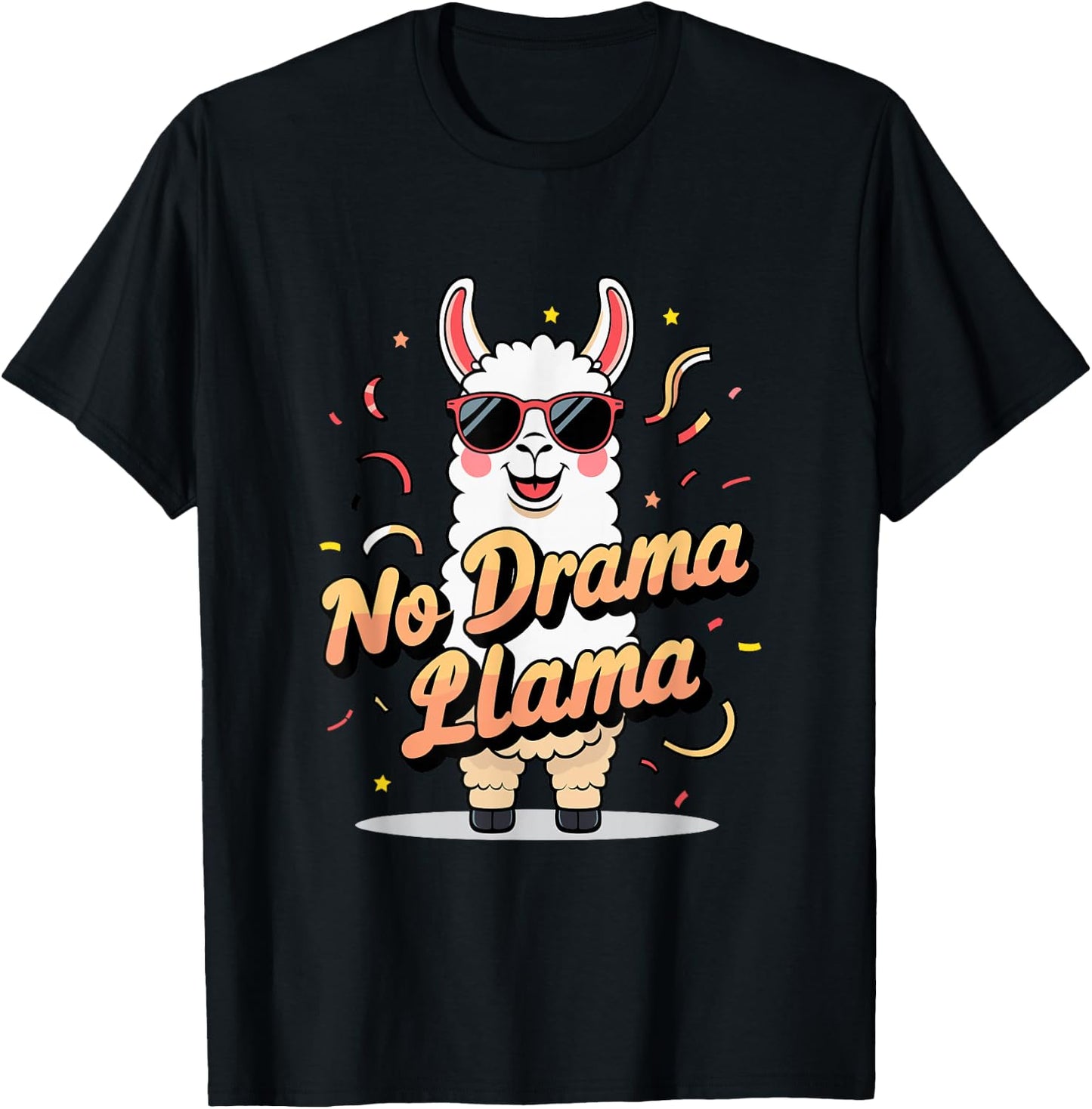 Cool No Drama Llama Party Design T-Shirt - T-Shirt | Black