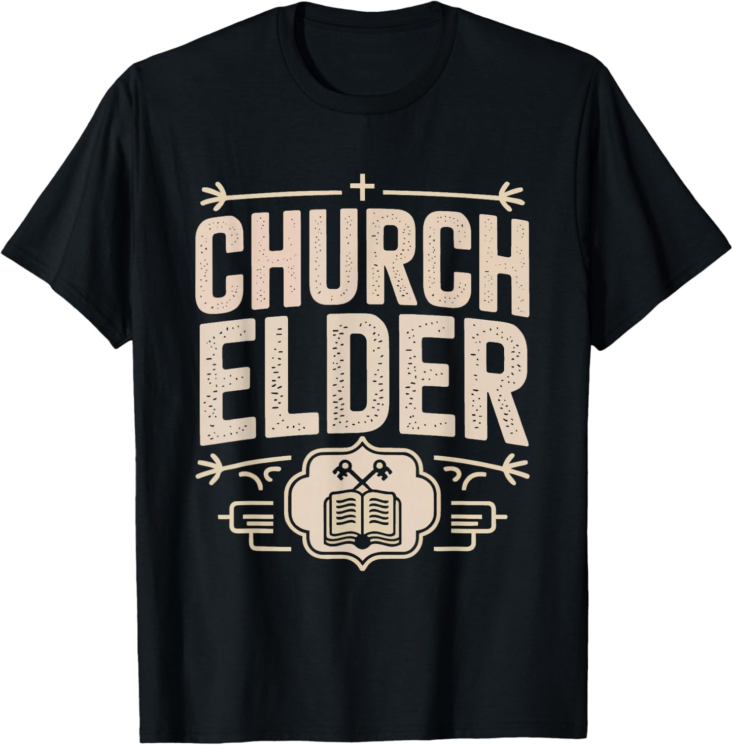 Deacon Church Elder Vintage Badge Cross Identity Christian T-Shirt - T-Shirt | Black