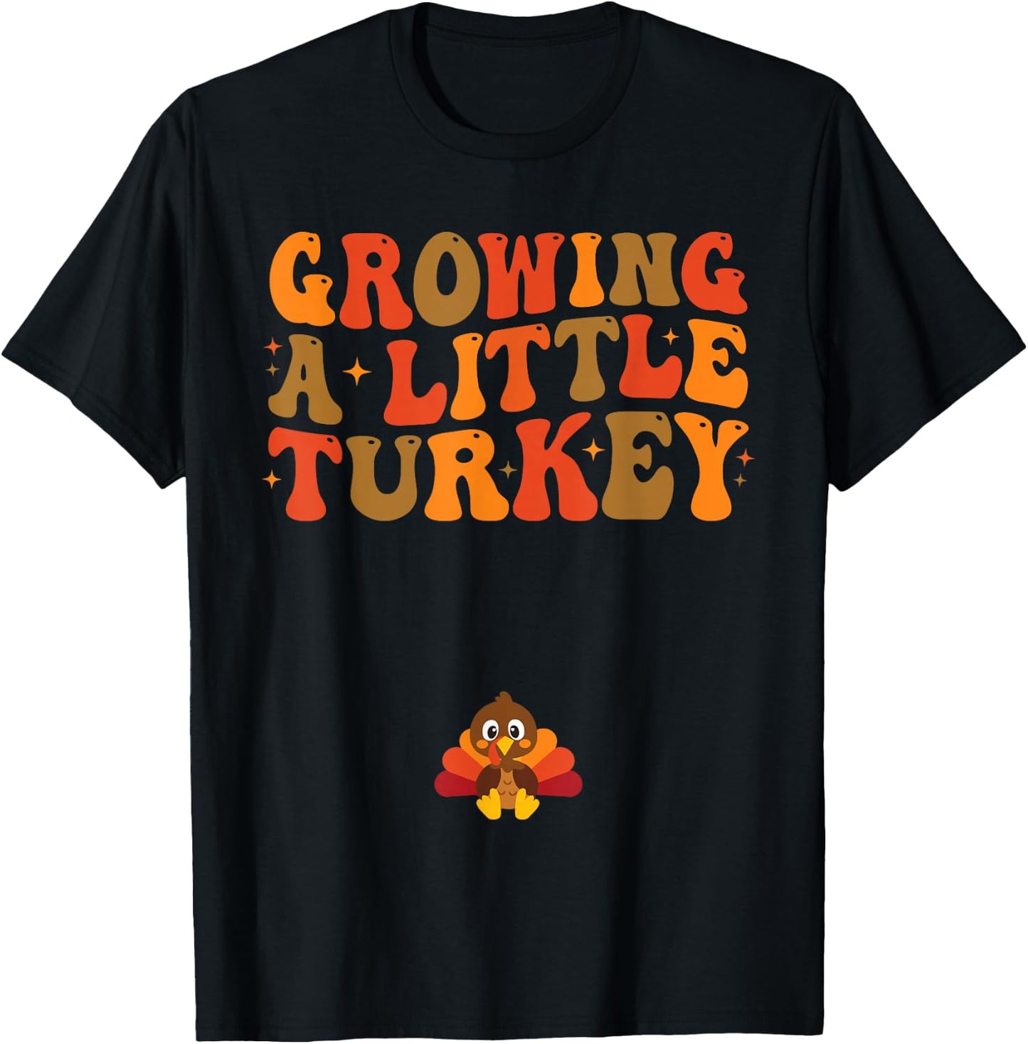 Growing a Little Turkey Thanksgiving Pregnancy Announcement T-Shirt - T-Shirt | Black