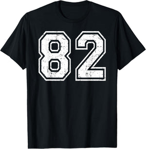 82 Number Eighty-Two Team Sports Grunge Varsity Matching T-Shirt - T-Shirt | Black