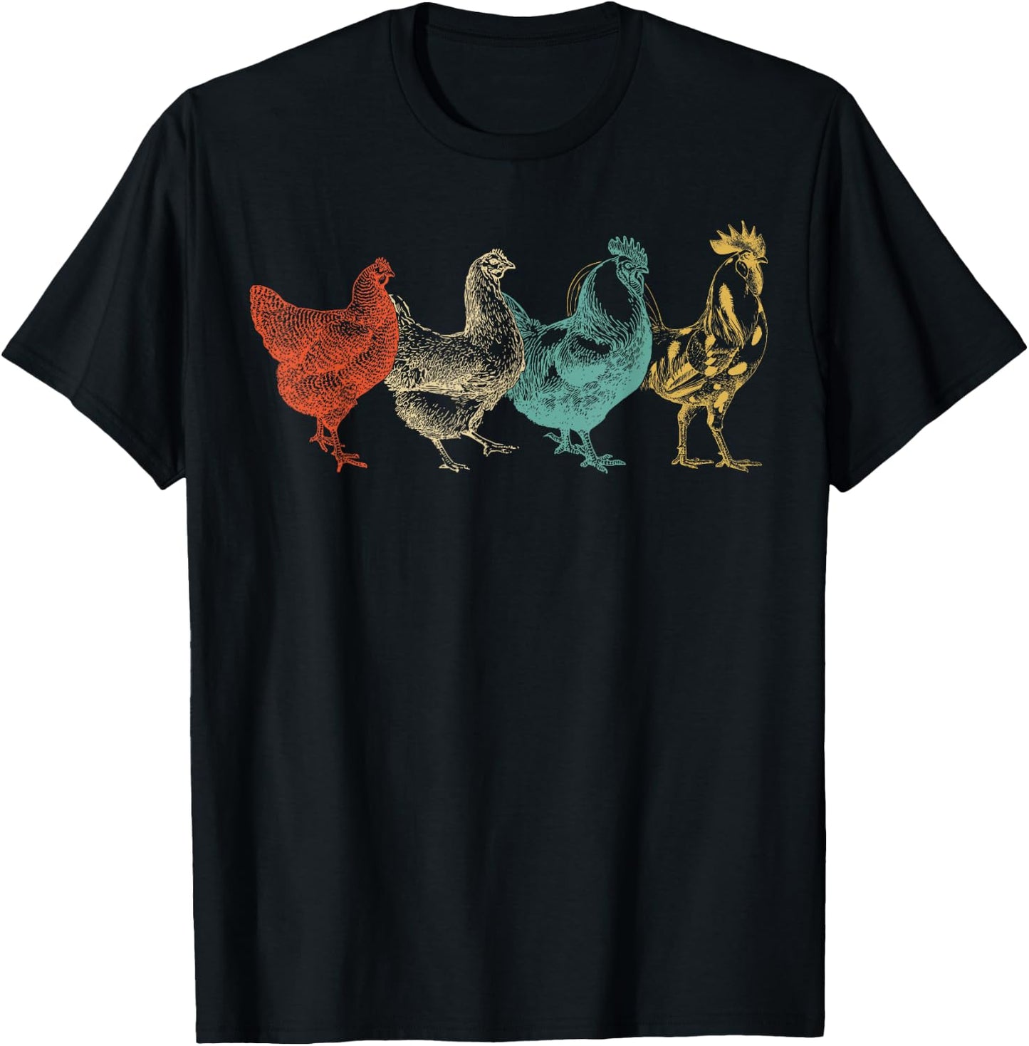 Chicken Retro Vintage Poultry Farmer Women Men Farm Lover T-Shirt - T-Shirt | Black