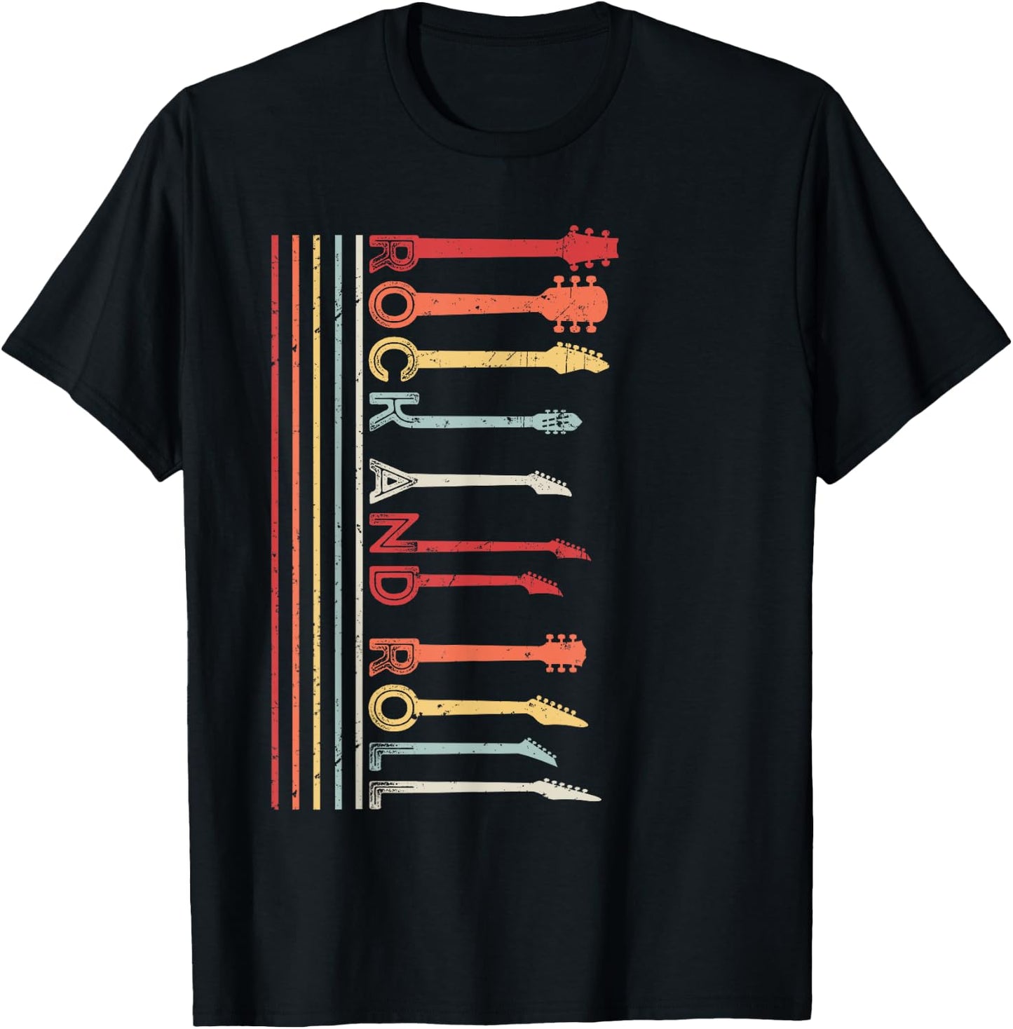 Rock And Roll Vintage For Concert Band, Rock Music Lover T-Shirt - T-Shirt | Black