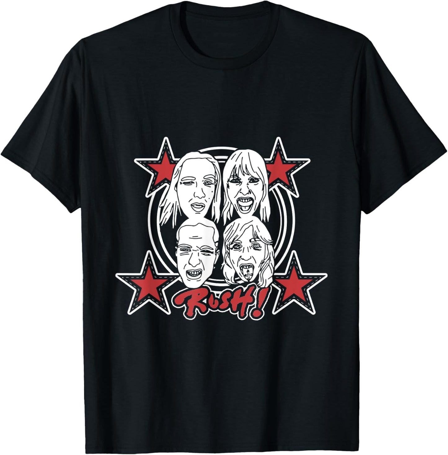 Måneskin RUSH! Faces & Red Starz , Black, S T-Shirt - T-Shirt | Black