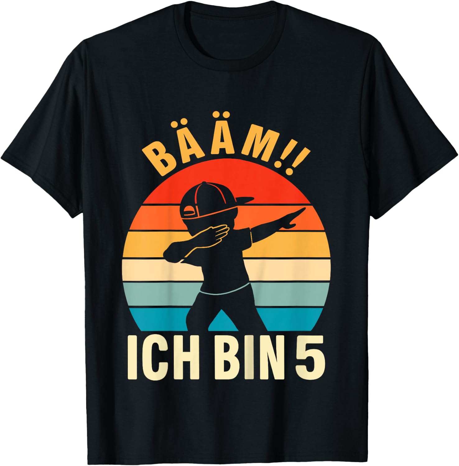 Kids Dabbing 5 Years 5th Birthday for Boys , black T-Shirt - T-Shirt | Black
