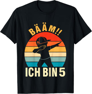 Kids Dabbing 5 Years 5th Birthday for Boys , black T-Shirt - T-Shirt | Black
