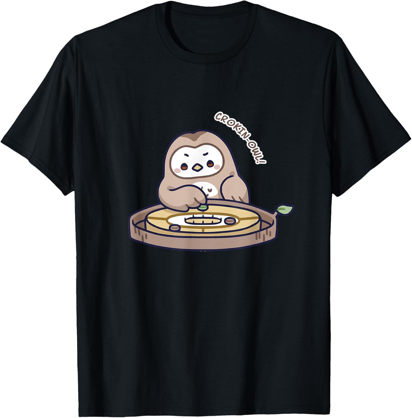 Kawaii Games Crokinole Owl T-Shirt - T-Shirt | Black