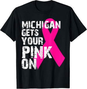 Breast Cancer Awareness Survivor Fight Like MICHIGAN T-Shirt - T-Shirt | Black