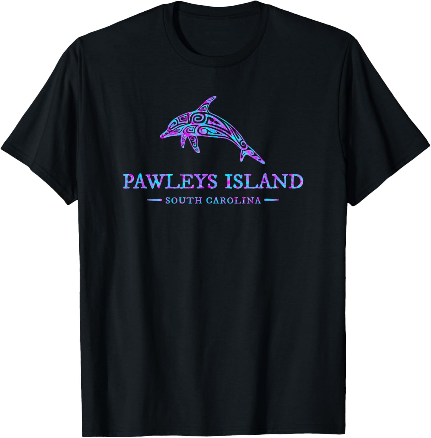 Pawleys Island South Carolina Colorful Dolphin Girls Boys T-Shirt - T-Shirt | Black