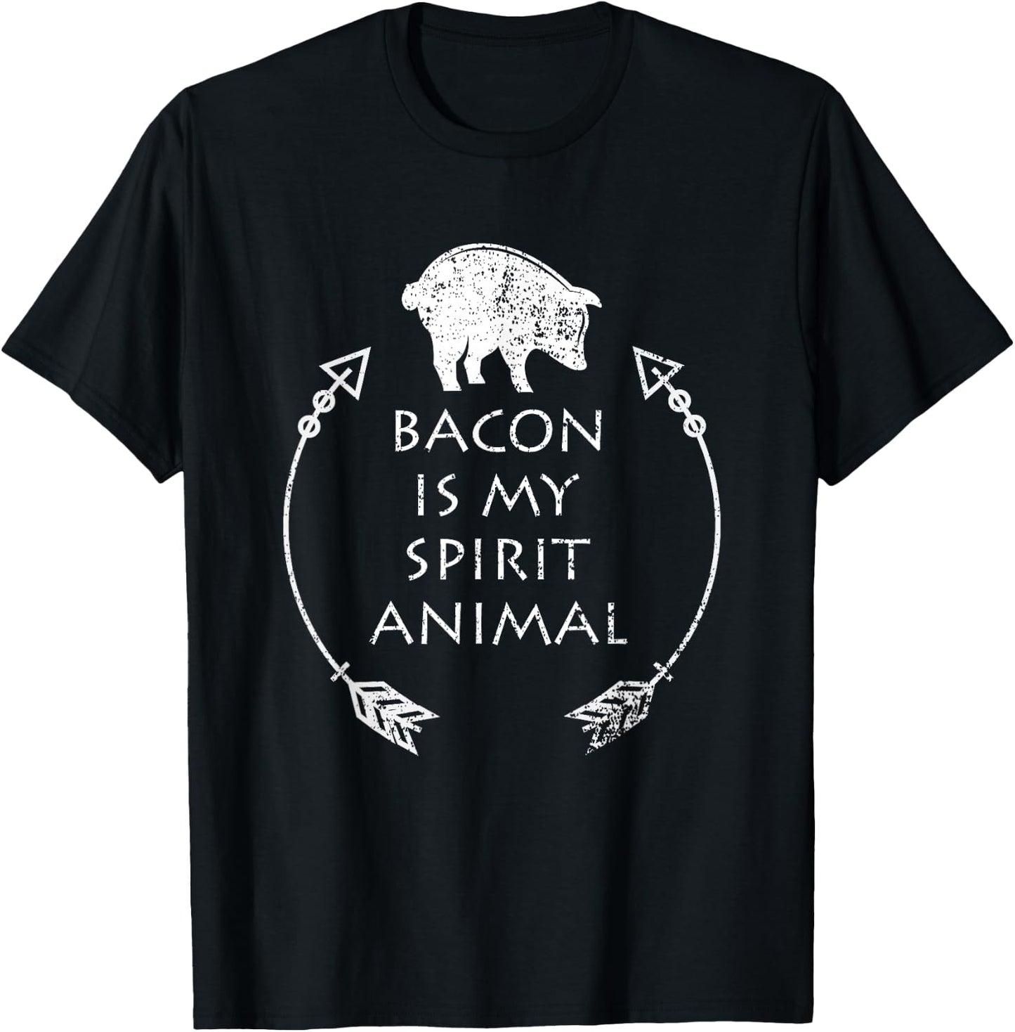 Bacon is my Spirit Animal Funny Pig Distressed Gift T-Shirt - T-Shirt | Black