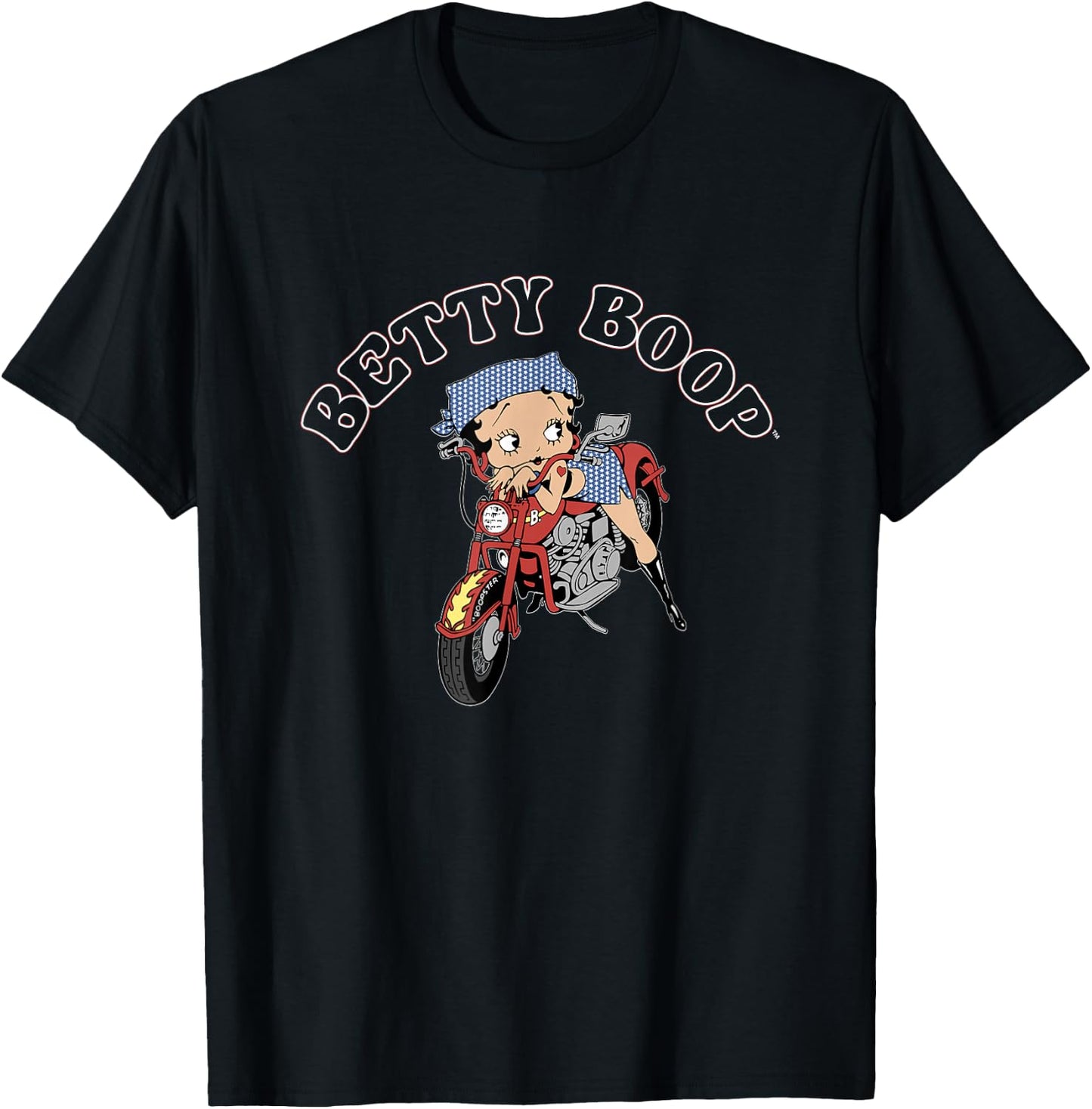 Betty Boop 4th Of July Red White & Biker Betty T-Shirt - T-Shirt | Black
