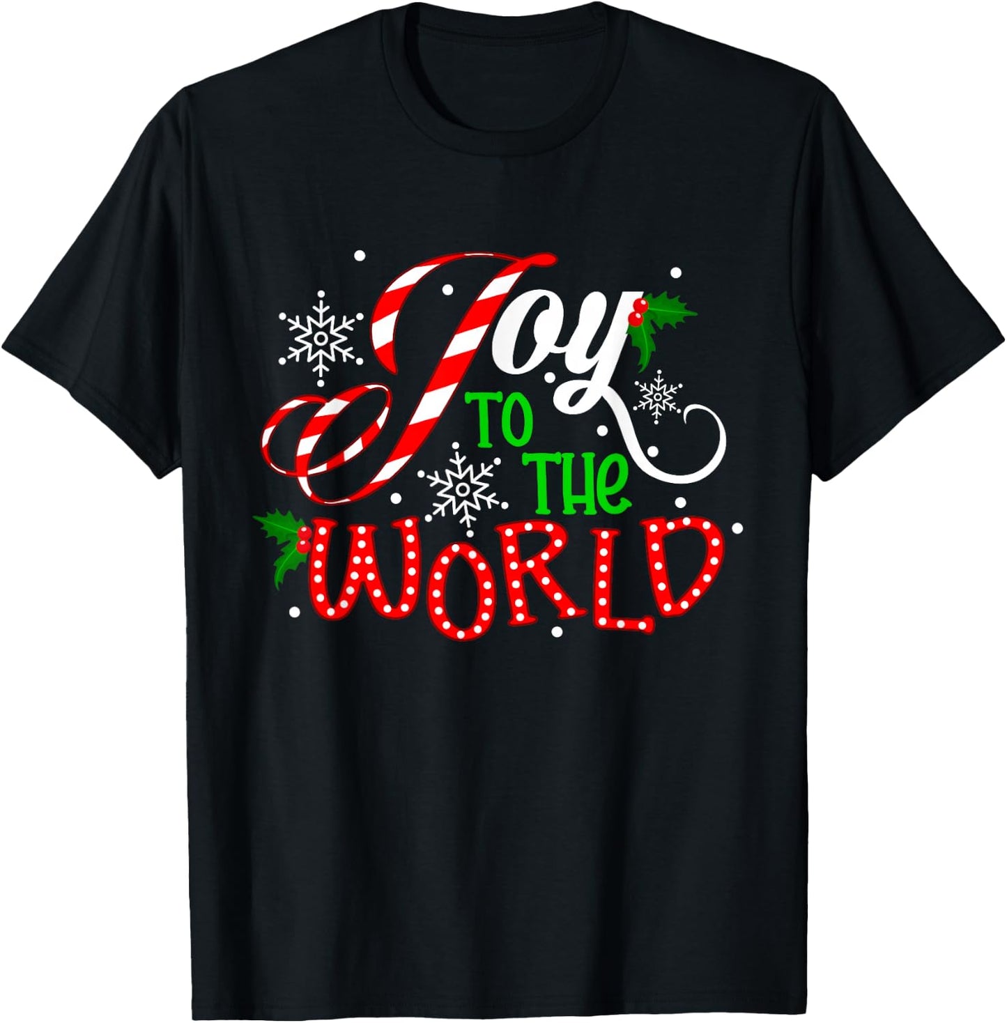 Joy To The World Candy Cane Christmas Pajamas Xmas Kids T-Shirt - T-Shirt | Black