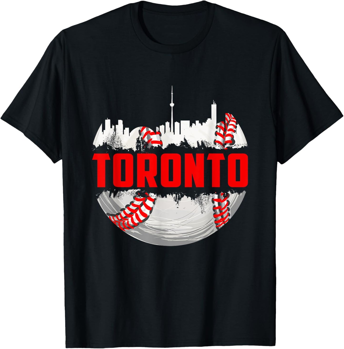 Toronto Cityscape Vintage Baseball Women Kids T-Shirt - T-Shirt | Black
