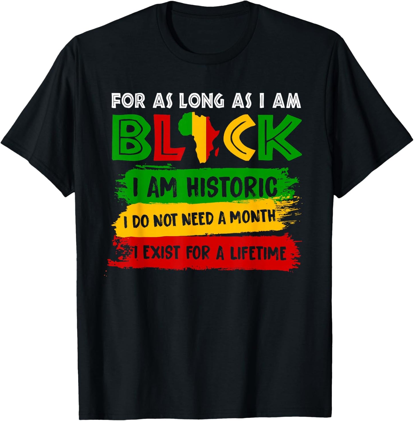 For As Long As I Am Black I'm Historic Black History African T-Shirt - T-Shirt | Black
