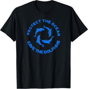 Protect the Ocean Save the Dolphins T-Shirt - T-Shirt | Black