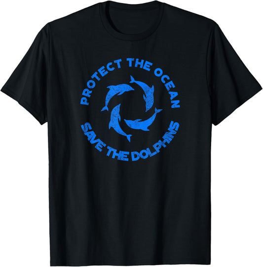 Protect the Ocean Save the Dolphins T-Shirt - T-Shirt | Black