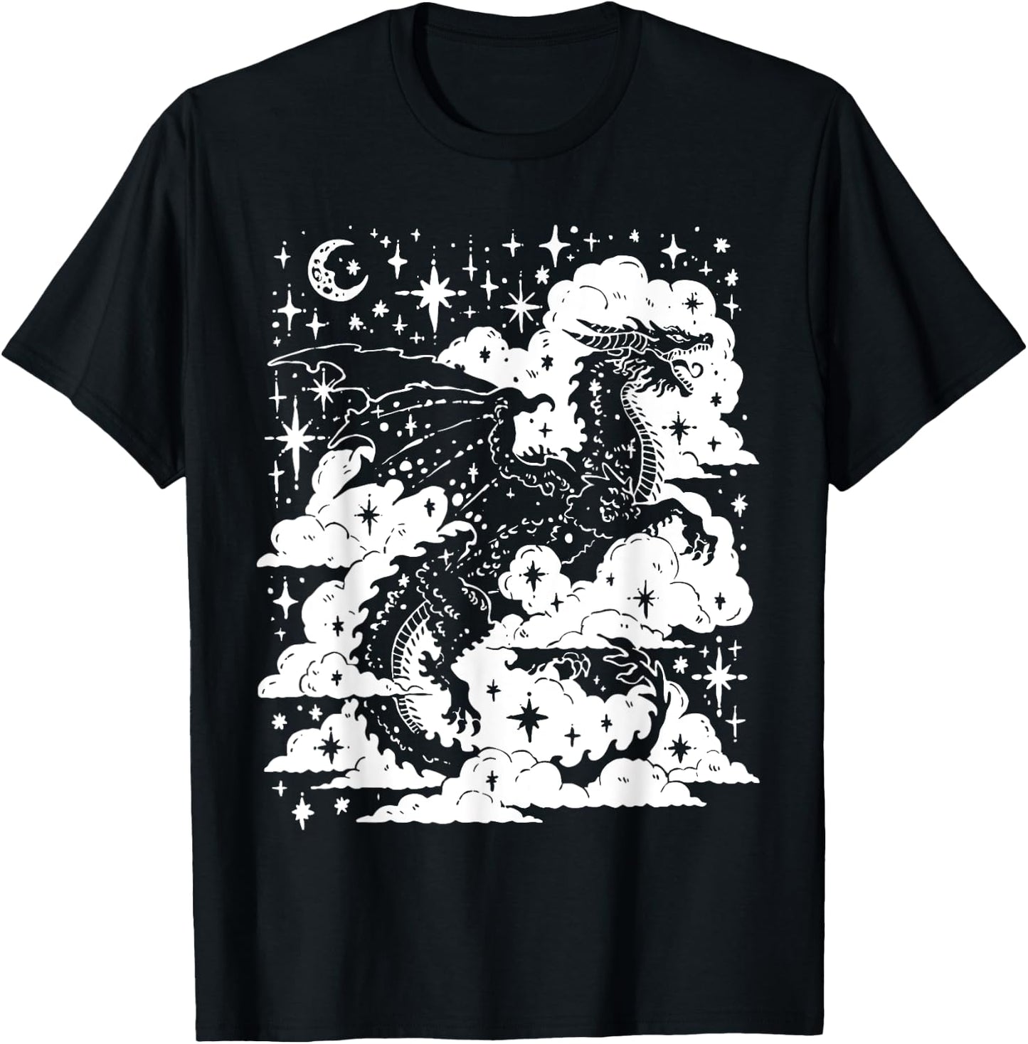 Dark Academia Fantasy Dragon | Book Lover Bookish Goblincore T-Shirt - T-Shirt | Black