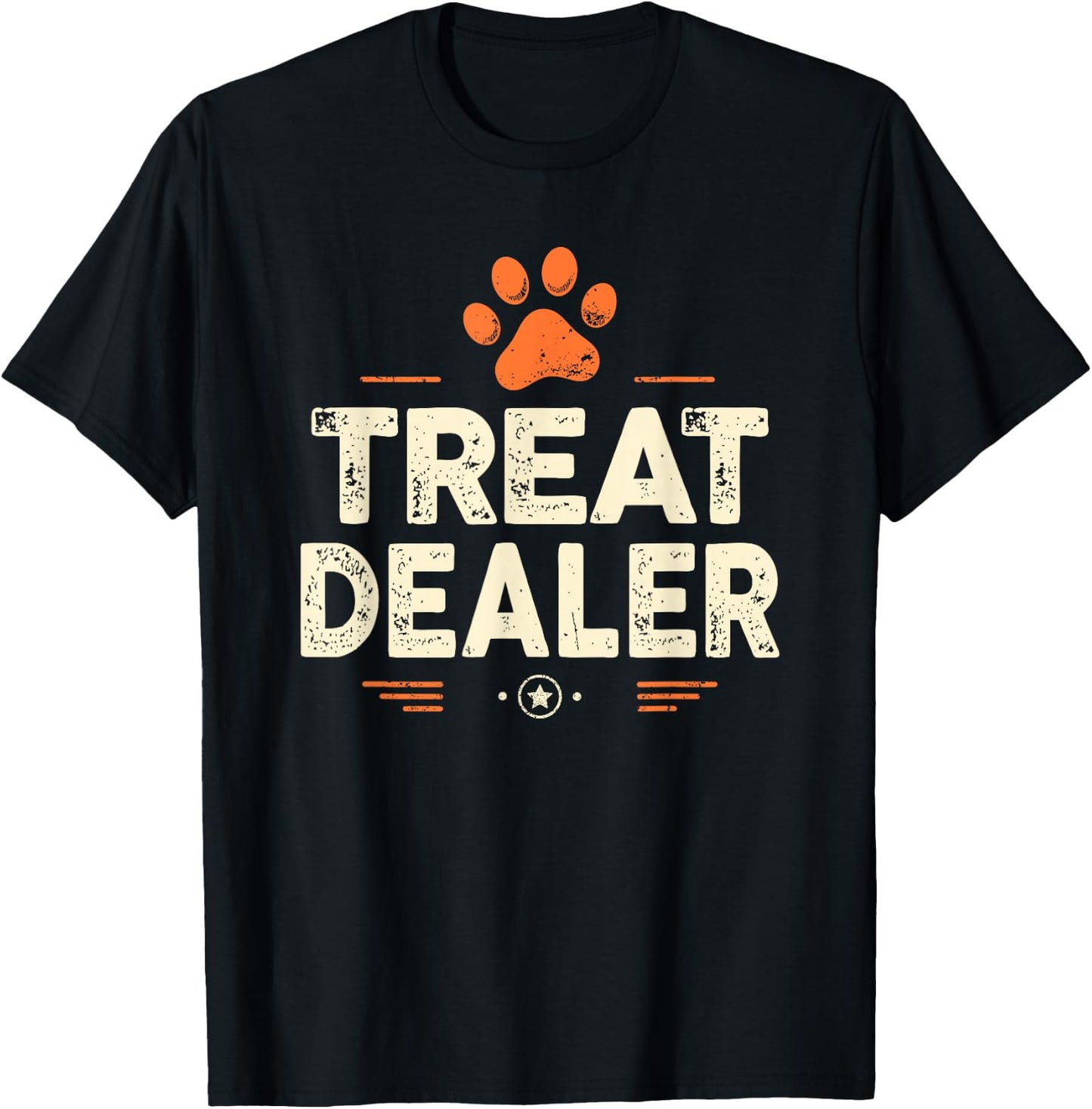 Dog Treat Dealer Funny Humor Dog Owner Paw Print Pet Lover T-Shirt - T-Shirt | Black