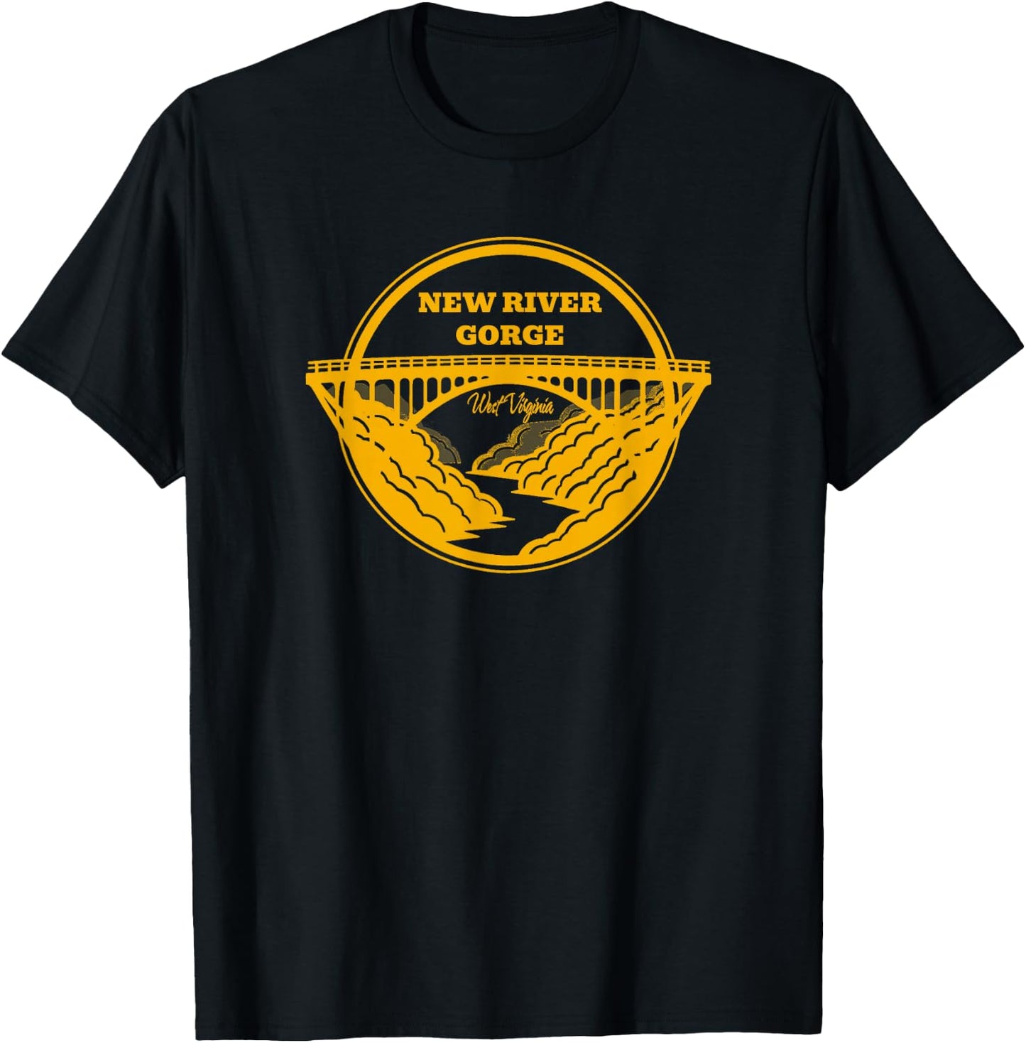 New River Gorge Fayetteville West Virginia Famous Sites Tour T-Shirt - T-Shirt | Black