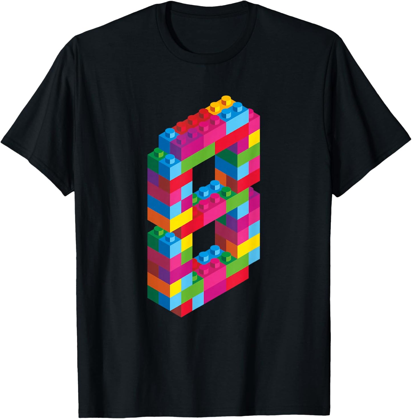 Children's 8 Years Old Building Blocks Birthday Bricks 8 , black T-Shirt - T-Shirt | Black