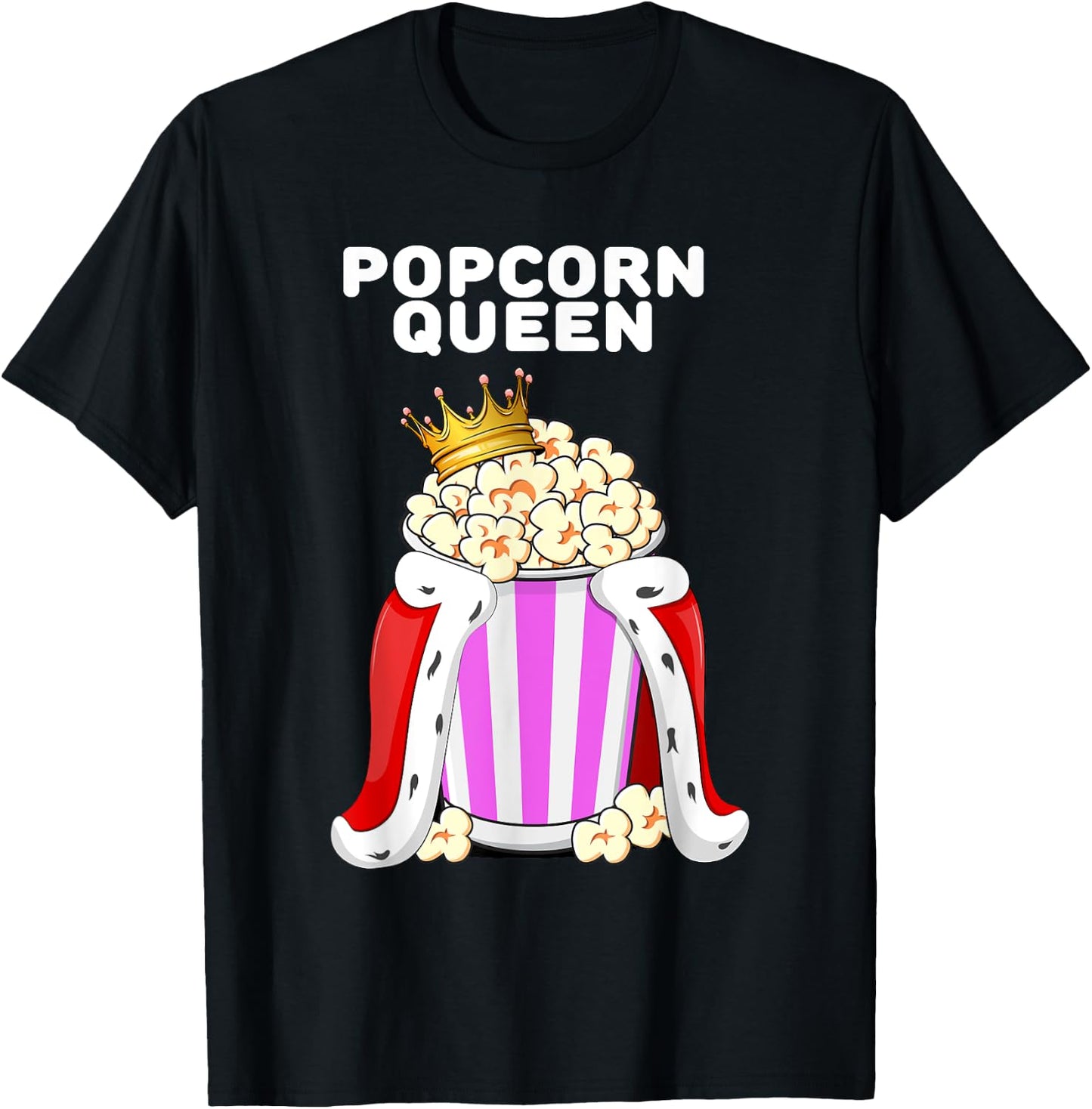 Popcorn Queen | Popcorn Lover Shirt | Cute Popcorn T-Shirt - T-Shirt | Black