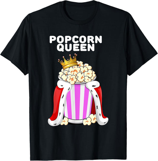Popcorn Queen | Popcorn Lover Shirt | Cute Popcorn T-Shirt - T-Shirt | Black