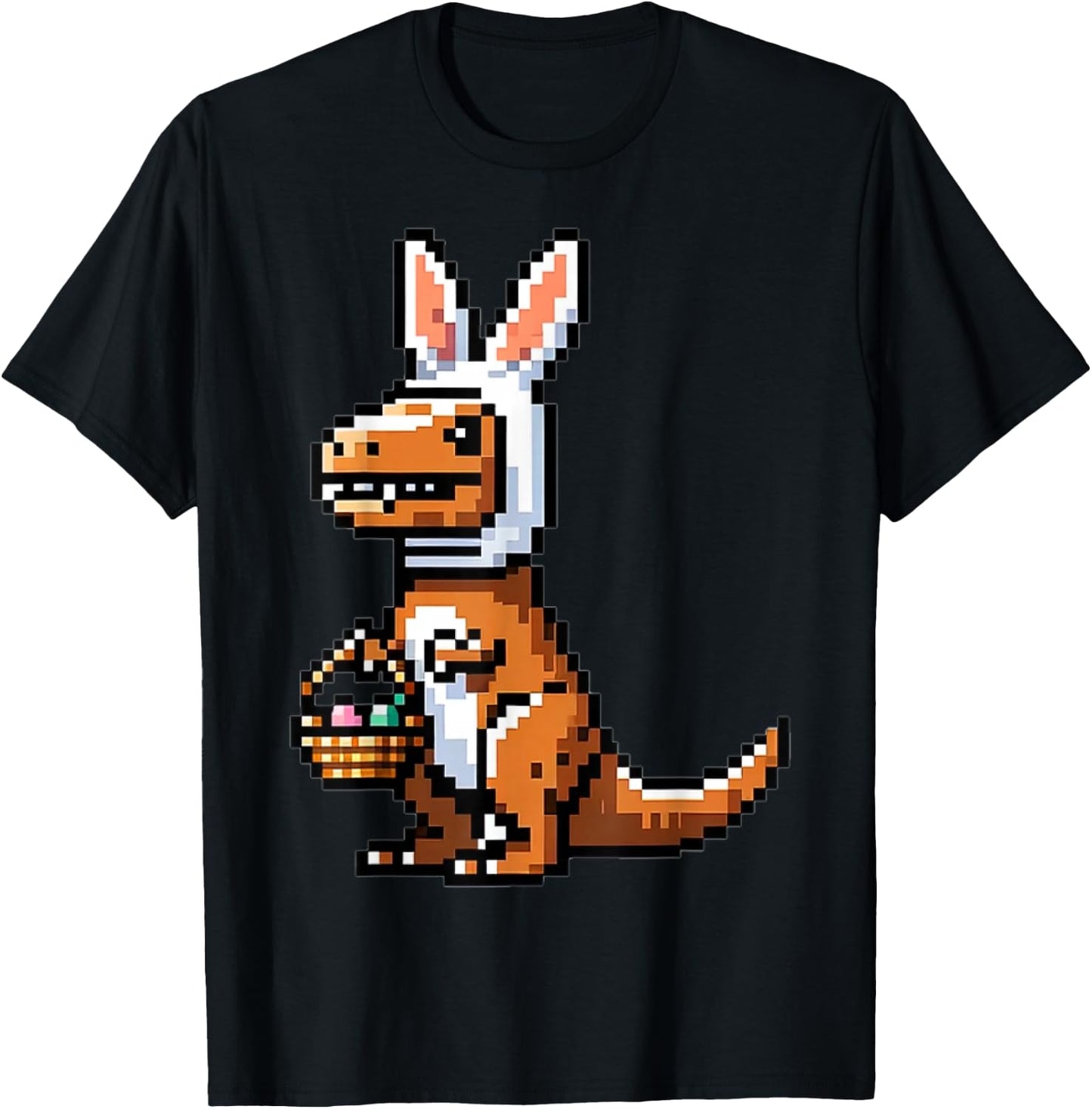 Verpixelter Dino Osterhase T-Rex Frohe Ostern Videospieler T-Shirt - T-Shirt | Black