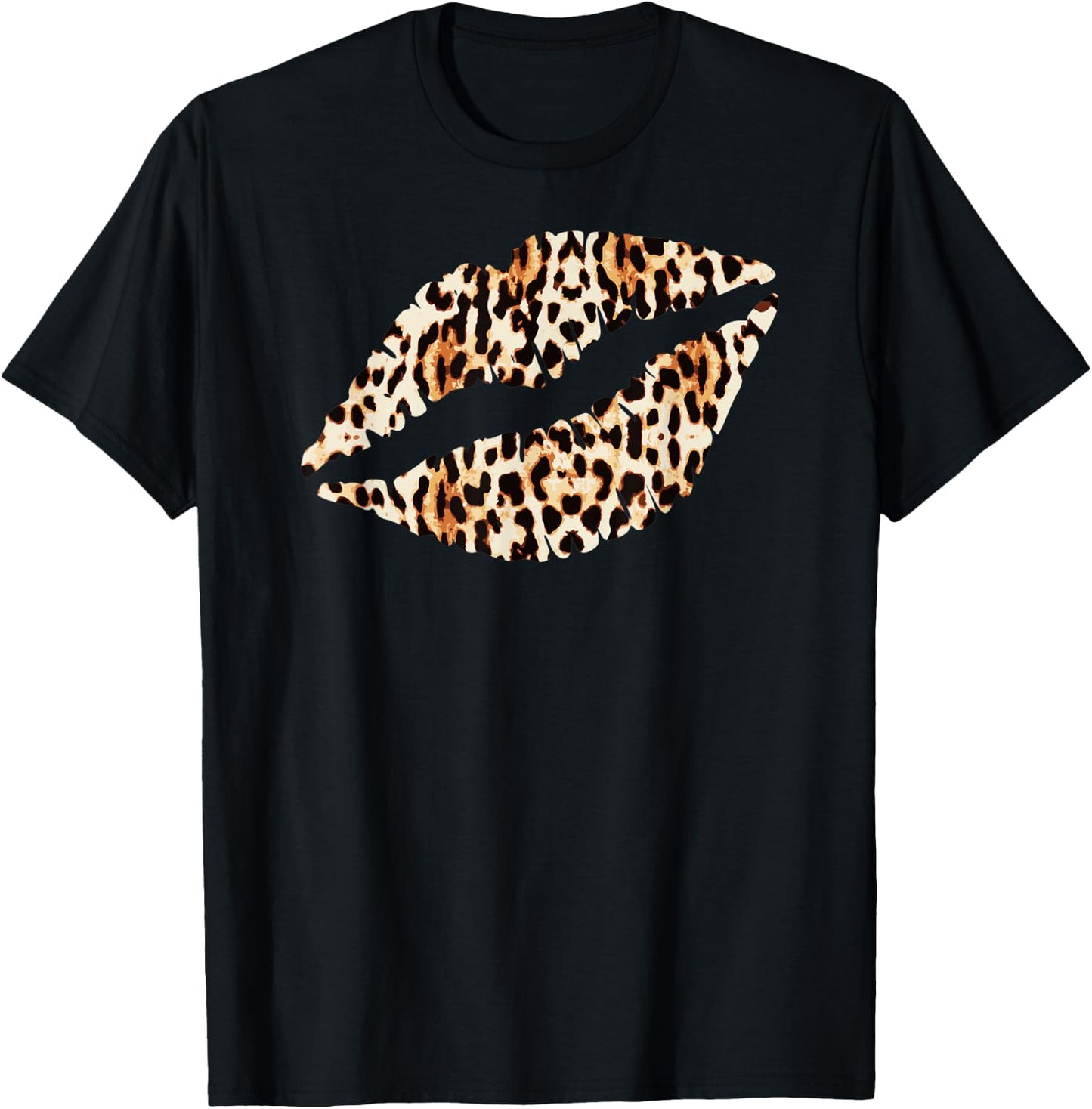 Cool Lips Kiss Me Leopard Cheetah Print T-Shirt - T-Shirt | Black