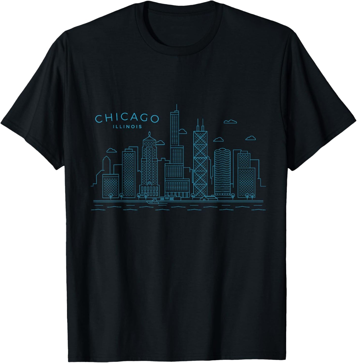 Chicago Skyline Vintage Chicago Illinois T-Shirt - T-Shirt | Black