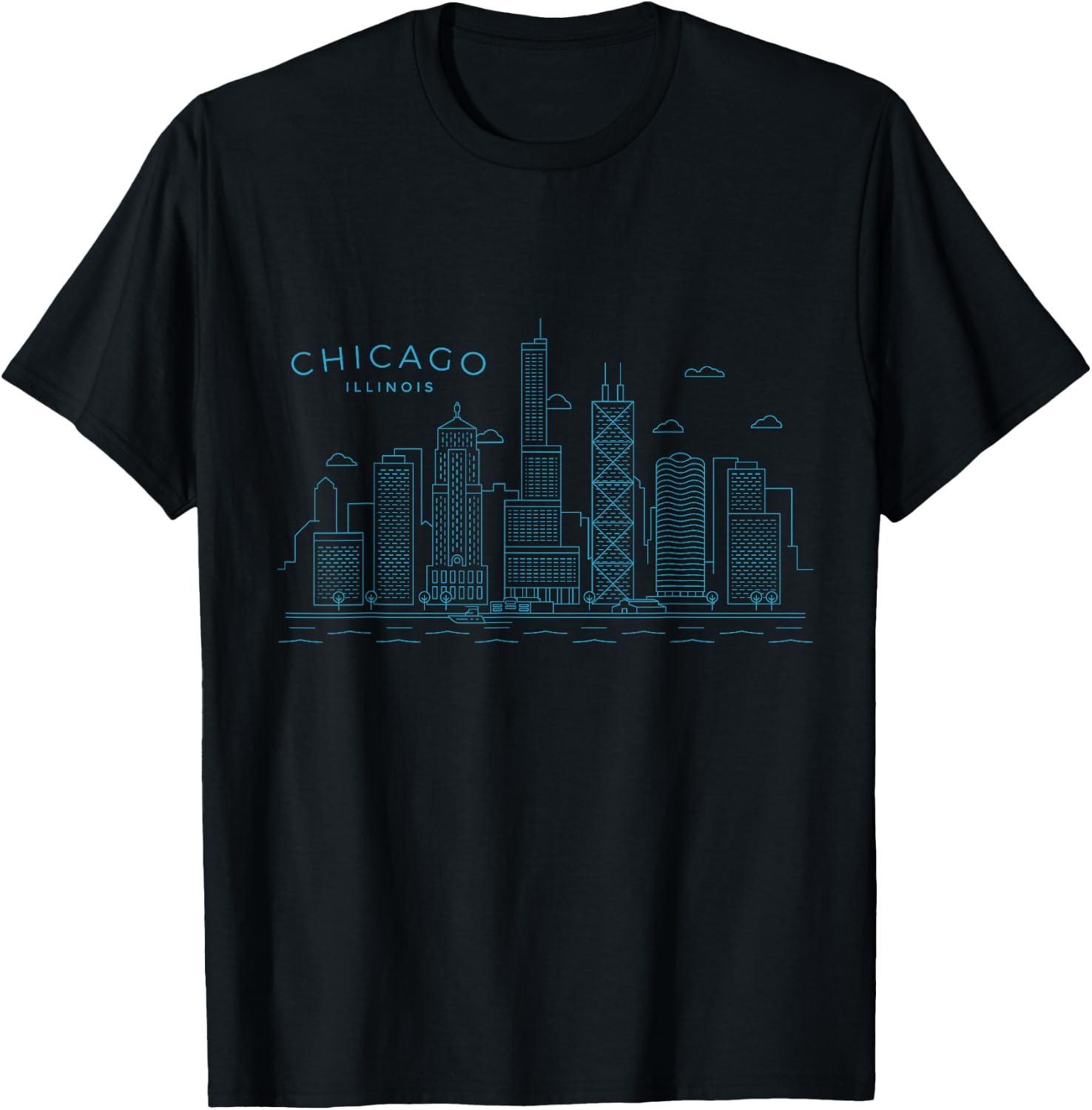 Chicago Skyline Vintage Chicago Illinois T-Shirt - T-Shirt | Black