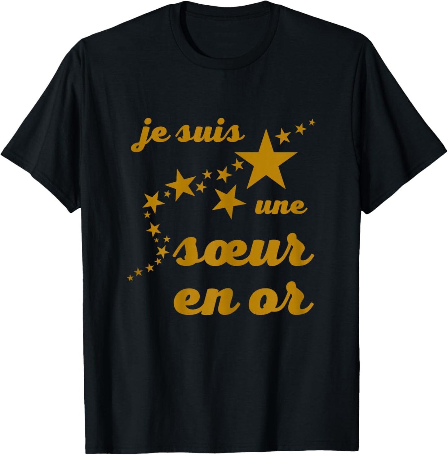 I am A Sister in Gold Fringed Gift Family Birthday , Black T-Shirt - T-Shirt | Black
