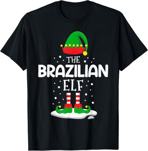 The Brazilian Elf Christmas Family Matching Outfit Xmas T-Shirt - T-Shirt | Black