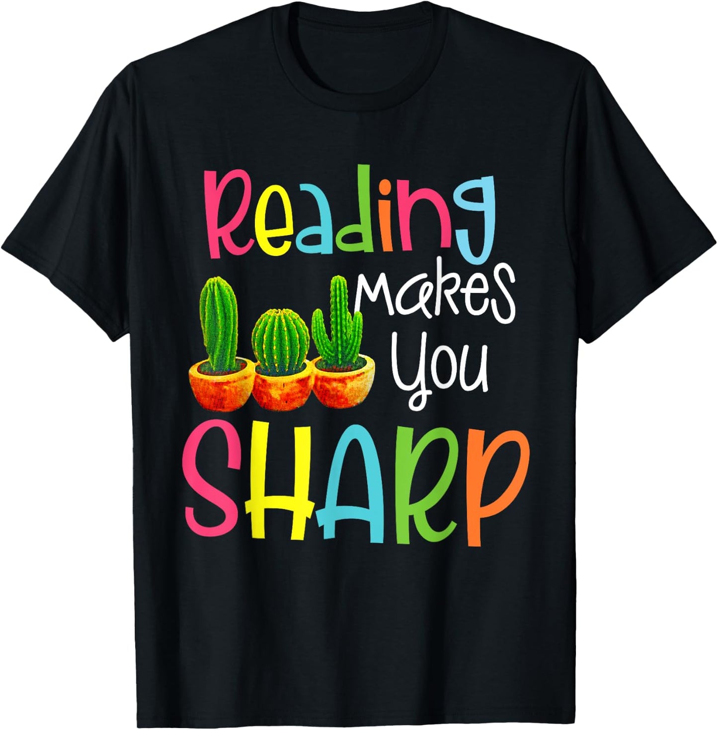 Reading Cactus ELA Teacher Sharp - Cute Reading Teacher Men Women Kids T-Shirt - T-Shirt | Black