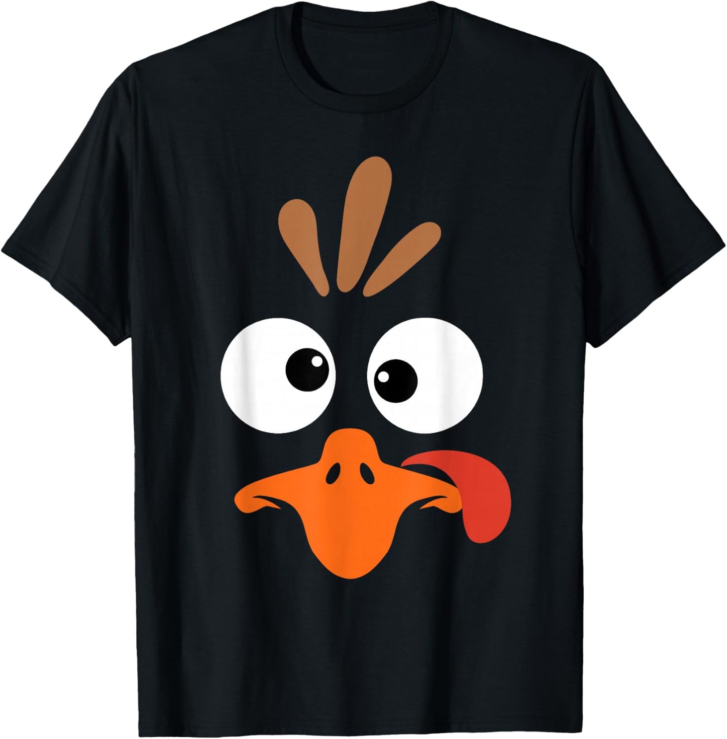 Funny Silly Turkey Face Happy Turkey Day Thanksgiving T-Shirt - T-Shirt | Black