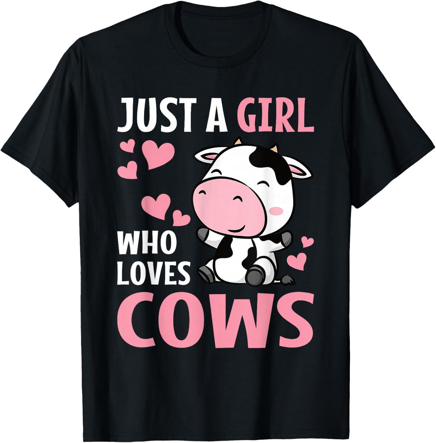 Just A Girl Who Loves Cows Cute Cowgirl Cow Lover Kids T-Shirt - T-Shirt | Black