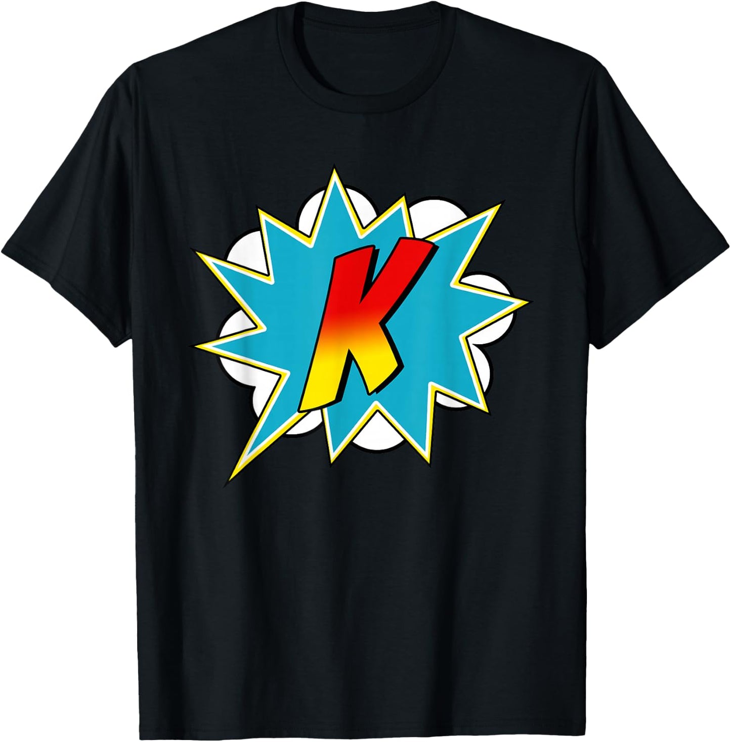 Letter K Superhero Name Comic Letter Retro Costume T-Shirt - T-Shirt | Black