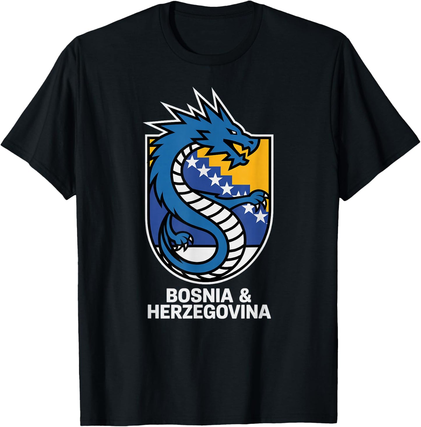 Proud Dragon Bosnia Herzegovina Country Favorite Cheer Flag T-Shirt - T-Shirt | Black