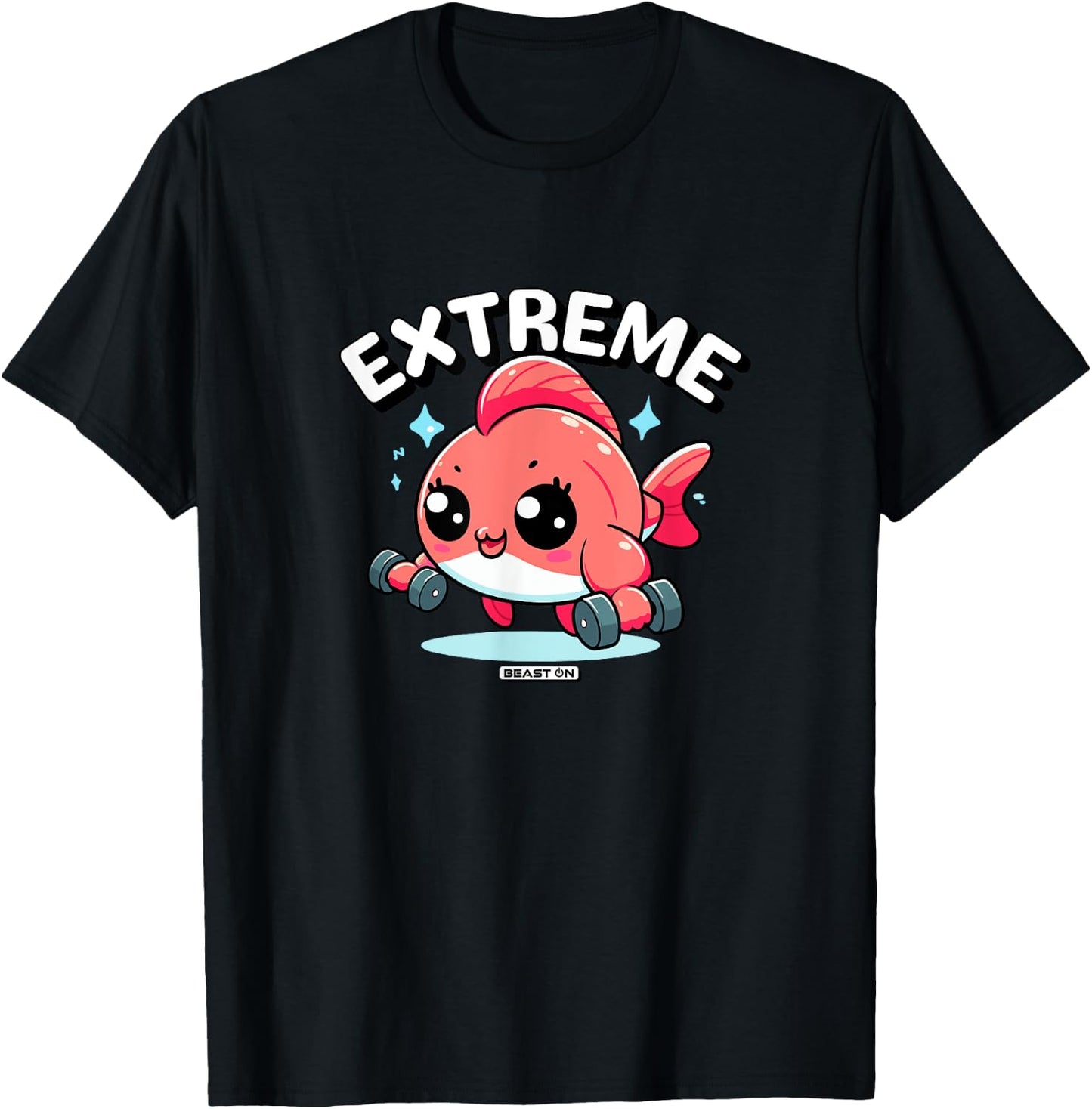 Extreme Fish Funny Workout Fitness Cute Women , Black, S T-Shirt - T-Shirt | Black
