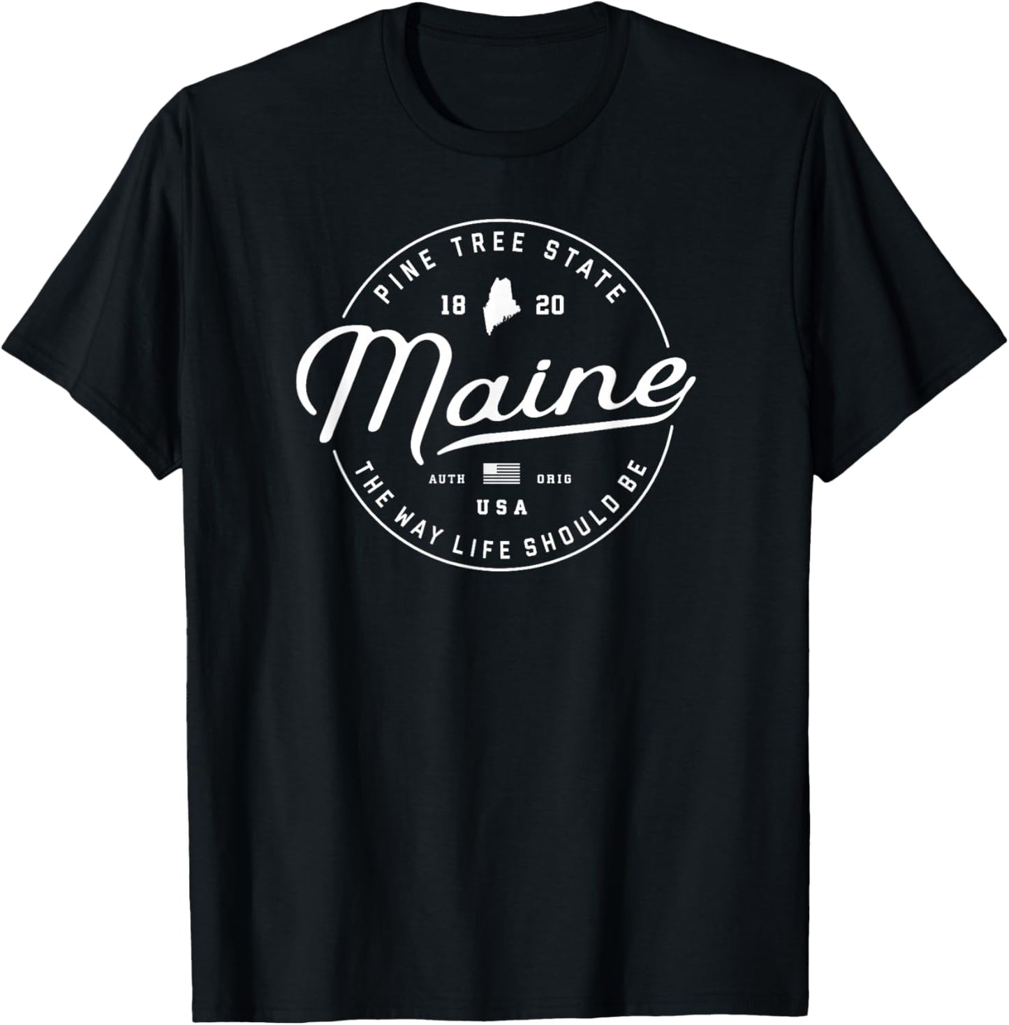 Maine , US State Travel Vacation Shirts ME USA T-Shirt - T-Shirt | Black