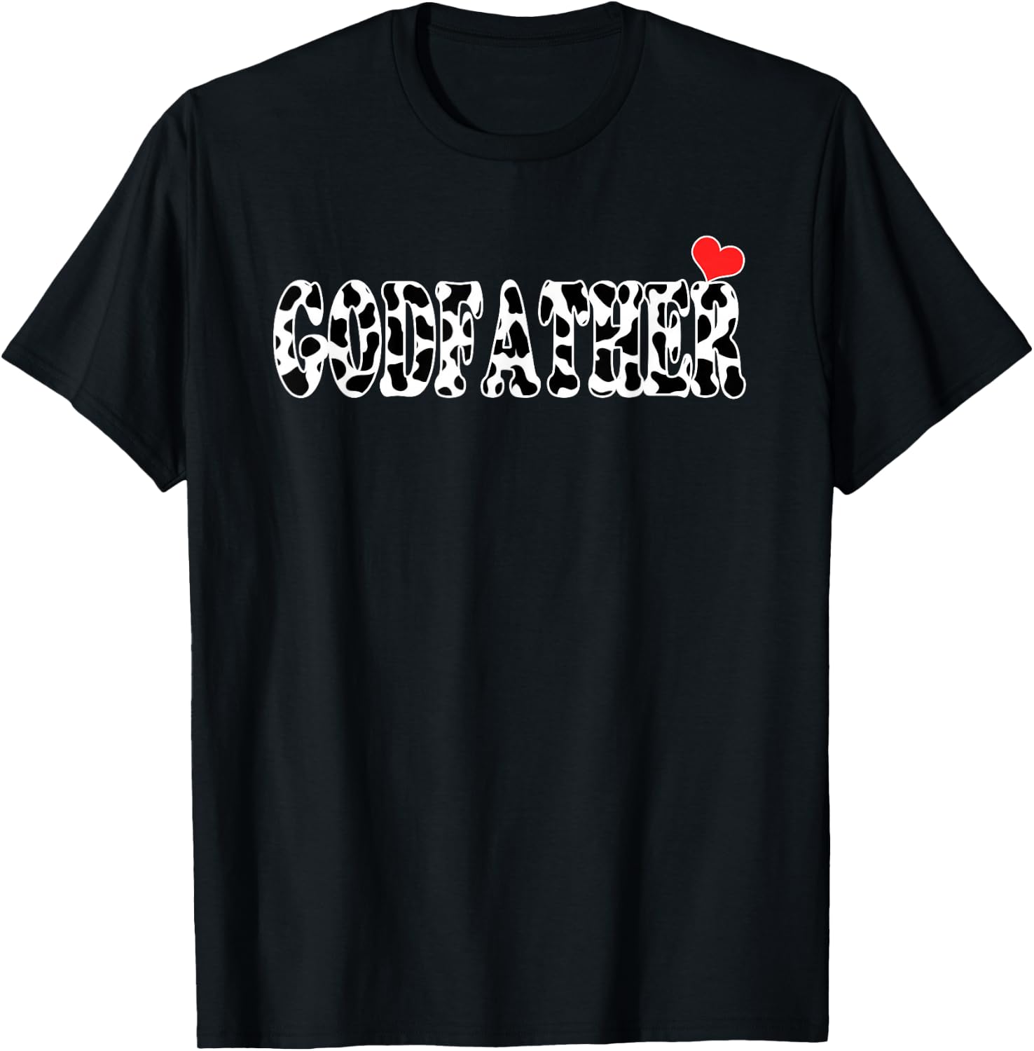 Black White Godfather Cow Print Cowboy Animal Pattern T-Shirt - T-Shirt | Black