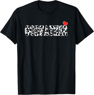 Black White Godfather Cow Print Cowboy Animal Pattern T-Shirt - T-Shirt | Black