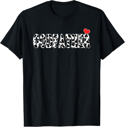 Black White Godfather Cow Print Cowboy Animal Pattern T-Shirt - T-Shirt | Black