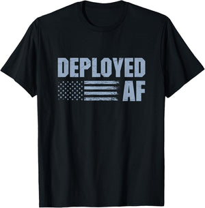 Deployed AF Funny Deployment Gift Military Husband Wife T-Shirt - T-Shirt | Black