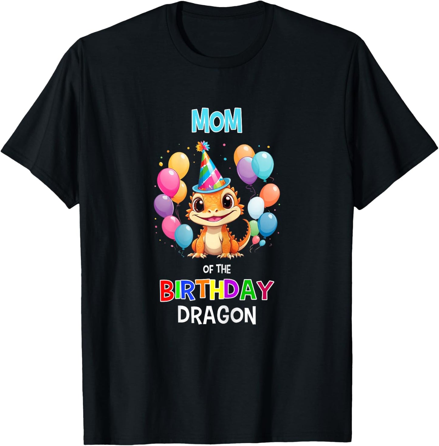 Bearded Dragon Birthday Party Mom of Birthday Dragon T-Shirt - T-Shirt | Black