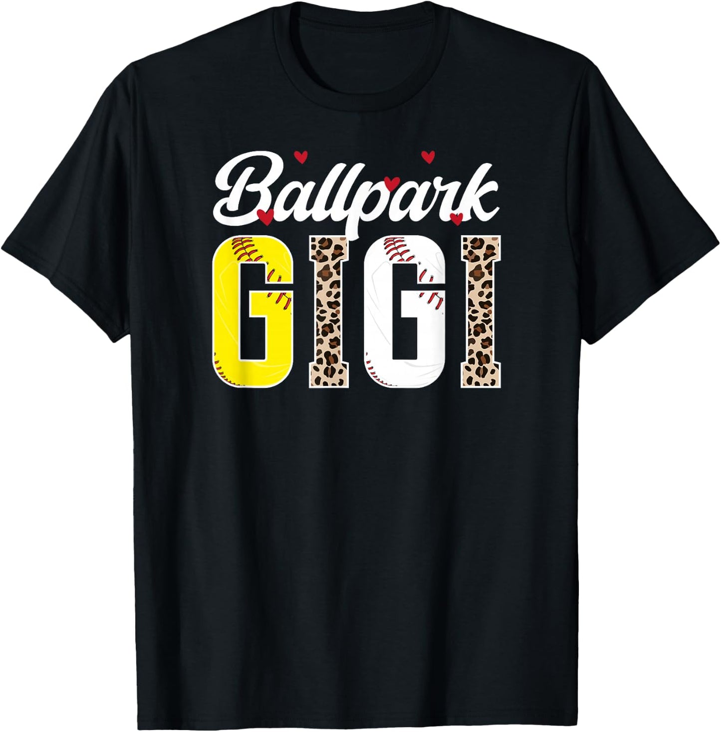 Ballpark Gigi Leopard Baseball Softball Gigi Grandma T-Shirt - T-Shirt | Black