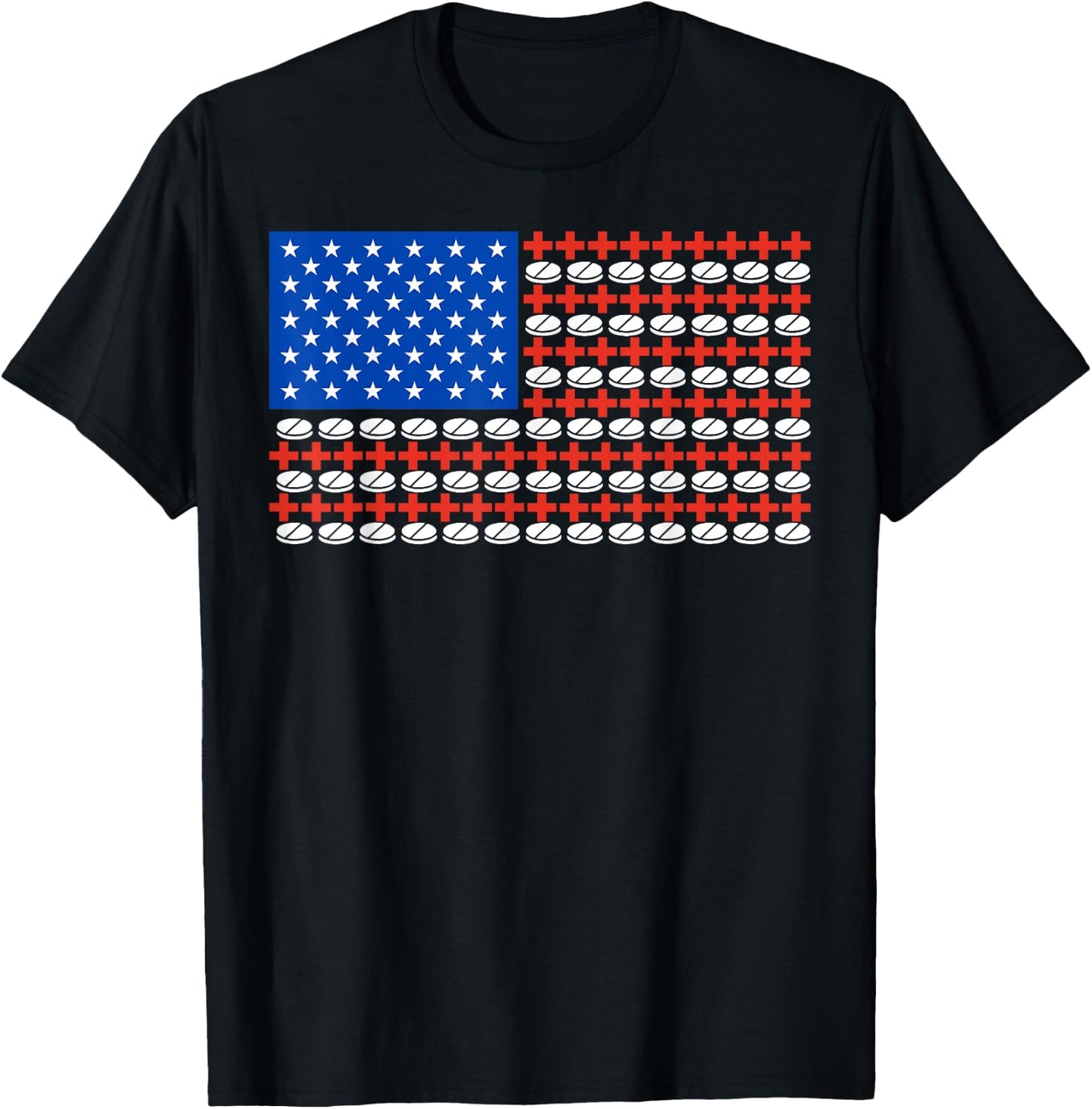 Medical Nursing Doctor US Flag 4th Of July Pharmacy Tech T-Shirt - T-Shirt | Black