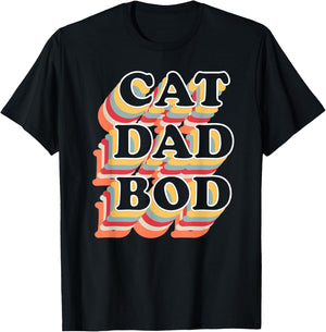 Cat Dad Bod Vintage Retro Fitness Gym Gifts for Cat Dads T-Shirt - T-Shirt | Black