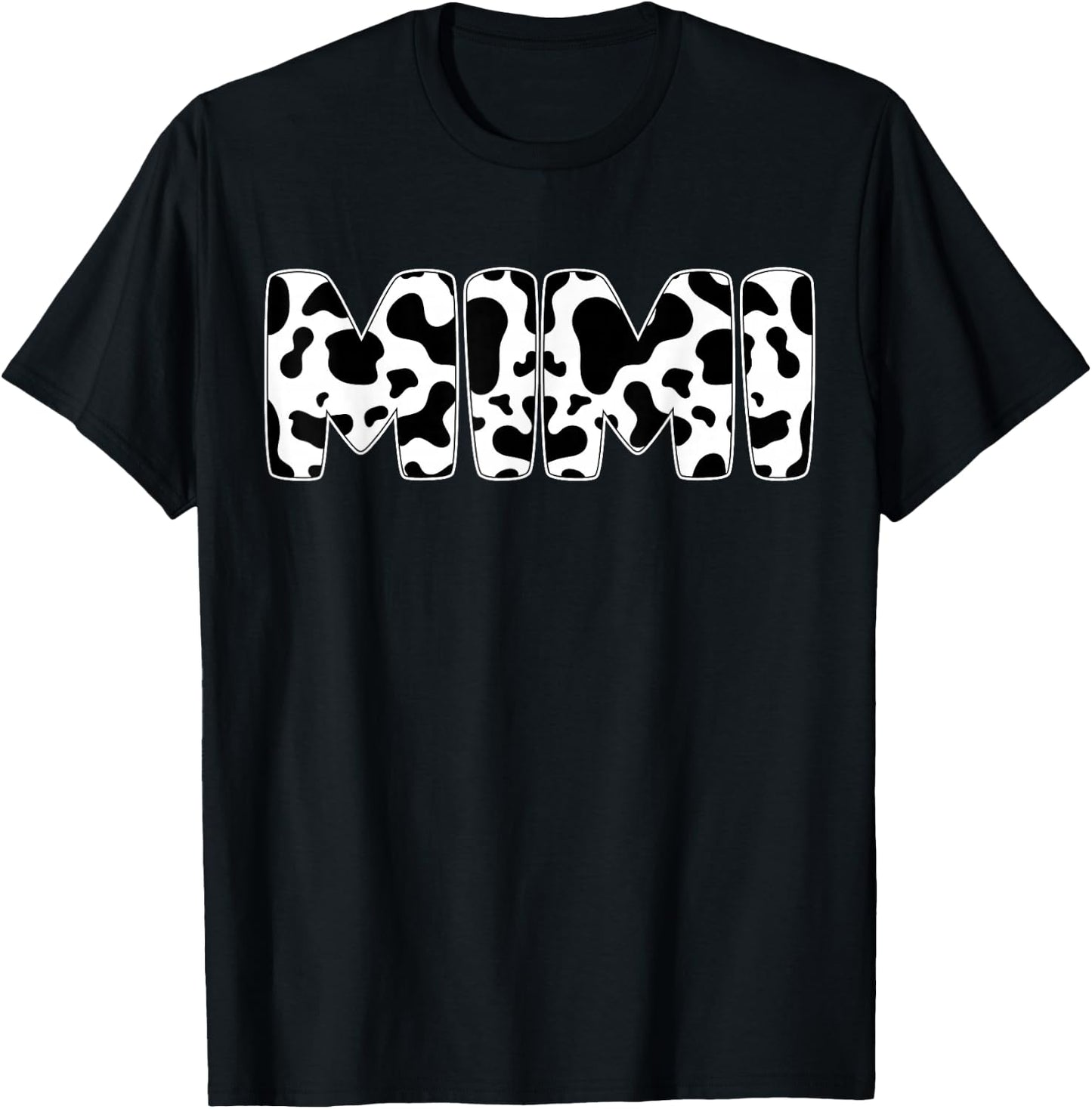 Mimi Cow Print Cow Pattern Mother's Day T-Shirt - T-Shirt | Black